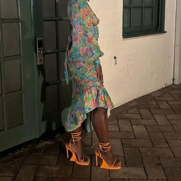 Anthropologie Hope For Flowers Asymmetrical Slim Floral Multicolor Skirt XL‎ - Picture 3 of 16